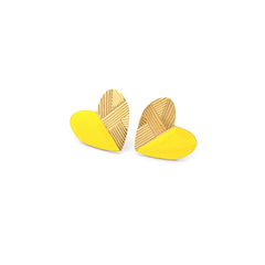 Boucles d'oreilles bi-matières coeur