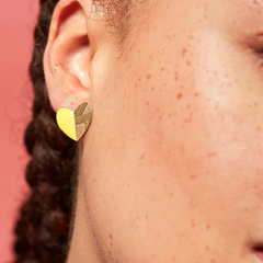 Boucles d'oreilles bi-matières coeur