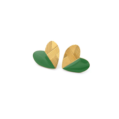 Boucles d'oreilles bi-matières coeur