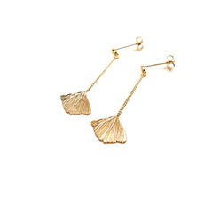 Boucles d'oreilles pendantes courtes Ginkgo