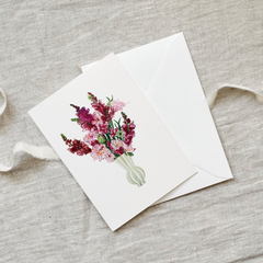 Carte de voeux Bouquet de fleurs roses