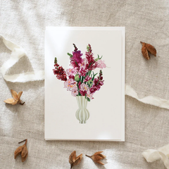 Carte de voeux Bouquet de fleurs roses