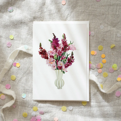 Carte de voeux Bouquet de fleurs roses