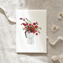 Carte de voeux Bouquet cafetière italienne