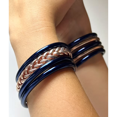 Bracelet Jonc Bouddhiste Mantra - Bleu navy