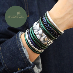 Bracelet Jonc Bouddhiste Mantra - Bleu navy