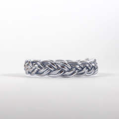 Bracelet Jonc Bouddhiste Double tressé - Silver