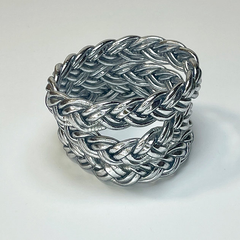 Bracelet Jonc Bouddhiste Double tressé - Silver