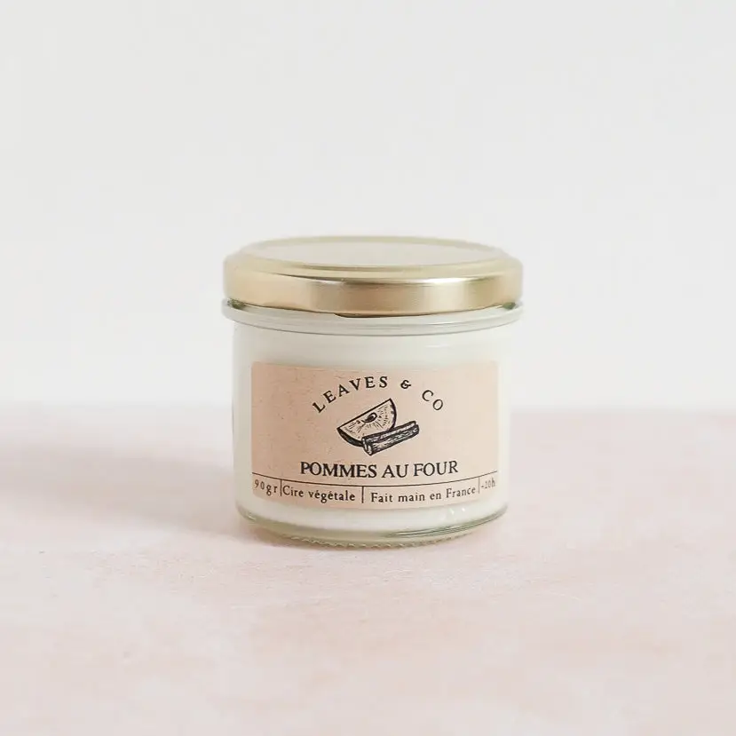 Bougie parfumée artisanale cire végétale - Pommes au four