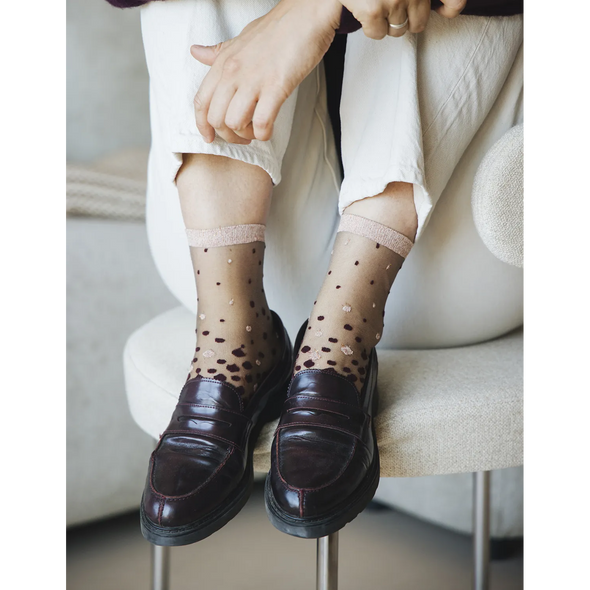 Chaussettes transparentes Nakameguro Bordeaux