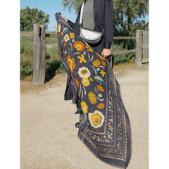 Foulard Balkans en Laine et Soie - Noir