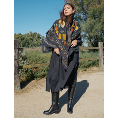 Foulard Balkans en Laine et Soie - Noir