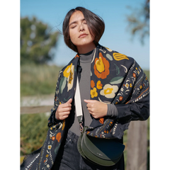 Foulard Balkans en Laine et Soie - Noir
