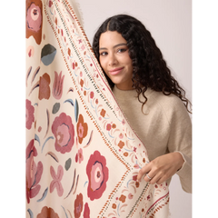 Foulard Balkans en Laine et Soie - Crème
