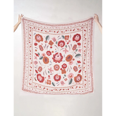 Foulard Balkans en Laine et Soie - Crème