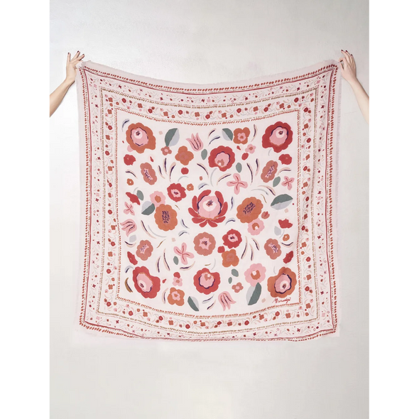 Foulard Balkans en Laine et Soie - Crème