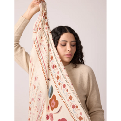 Foulard Balkans en Laine et Soie - Crème