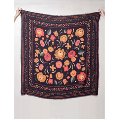 Foulard Balkans en Laine et Soie - Marine