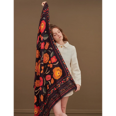 Foulard Balkans en Laine et Soie - Marine