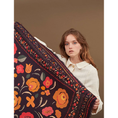 Foulard Balkans en Laine et Soie - Marine