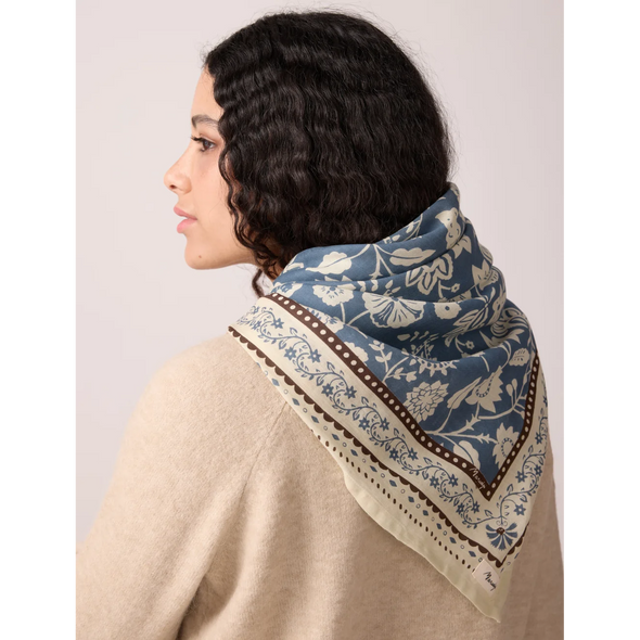 Foulard Indiennes Twill de coton - Bleu orage