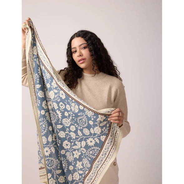 Foulard Indiennes Twill de coton - Bleu orage