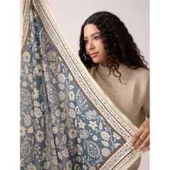 Foulard Indiennes Twill de coton - Bleu orage