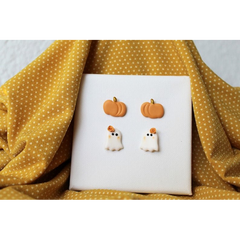Duo clous d'oreilles Citrouille - Fantôme