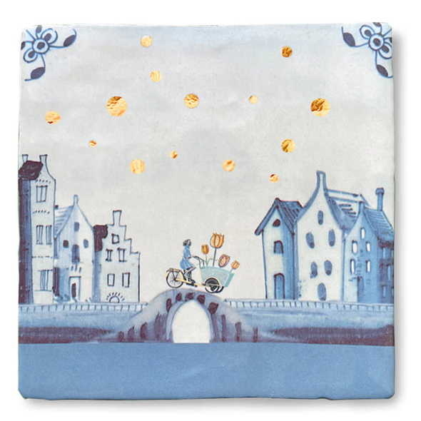 Carreau de céramique doré - Happy vibes in Amsterdam