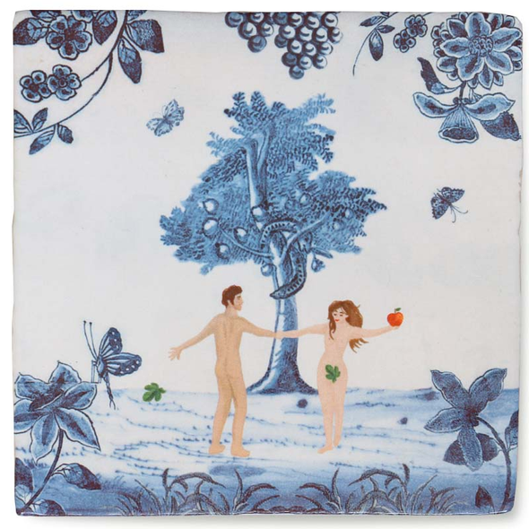 Carreau de céramique - Adam & Eve in the garden of Eden