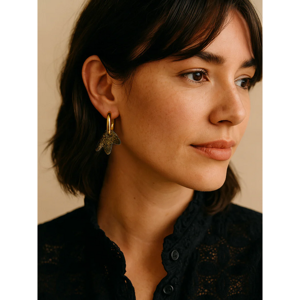 Boucles d'oreilles Bilbao - Noir doré