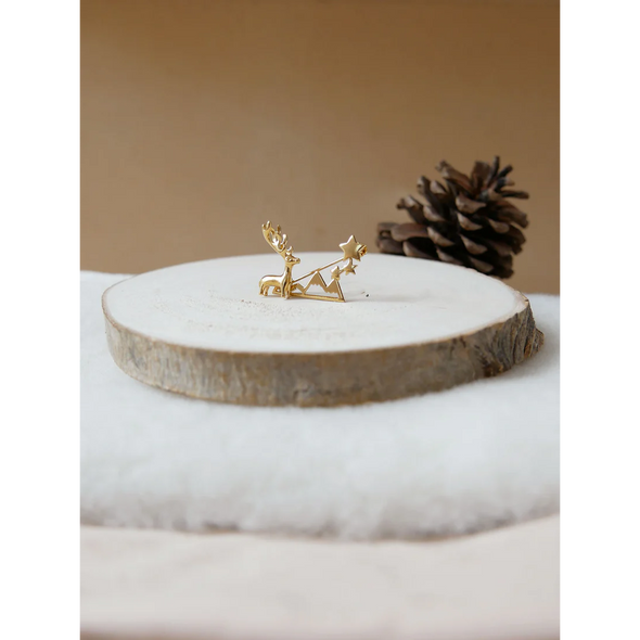 Broche montagne étoilée dorée