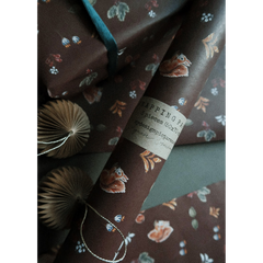 Set de 3 papiers cadeaux kraft -  Noël floral marron