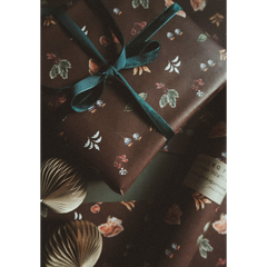 Set de 3 papiers cadeaux kraft -  Noël floral marron