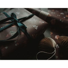 Set de 3 papiers cadeaux kraft -  Noël floral marron