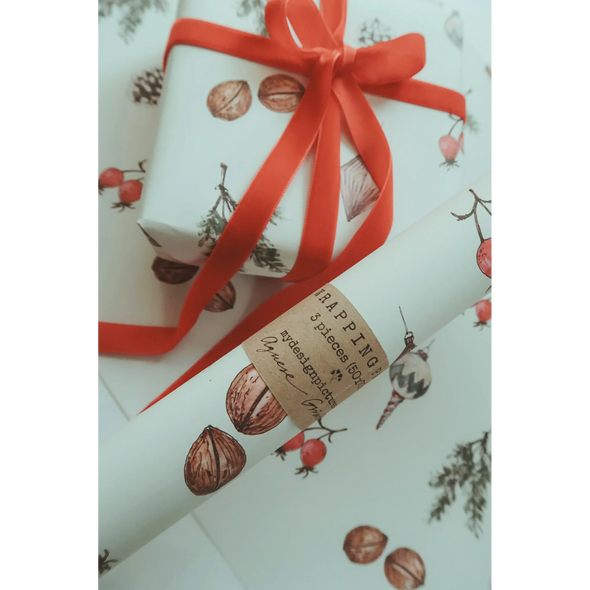 Set de 3 papiers cadeaux kraft -  Décorations Noël papier blanc