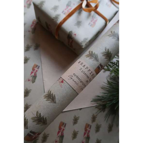 Set de 3 papiers cadeaux kraft -  Lapins et sapins