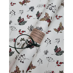 Set de 3 papiers cadeaux kraft - Motifs floraux hiver