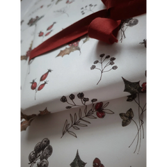 Set de 3 papiers cadeaux kraft - Motifs floraux hiver