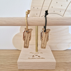 Porte-clés en bois - Skis