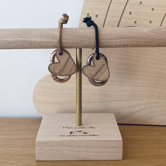 Porte-clés en bois - Coeur Marraine