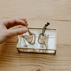 Porte-clés en bois - Coeur Marraine