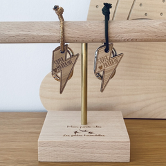 Porte-clés en bois - Super Marraine