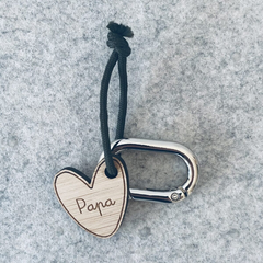 Porte-clés en bois - Coeur Papa