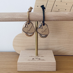 Porte-clés en bois - Coeur Maman