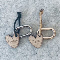 Porte-clés en bois - Coeur Tata