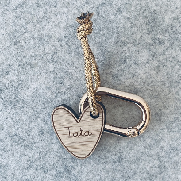 Porte-clés en bois - Coeur Tata