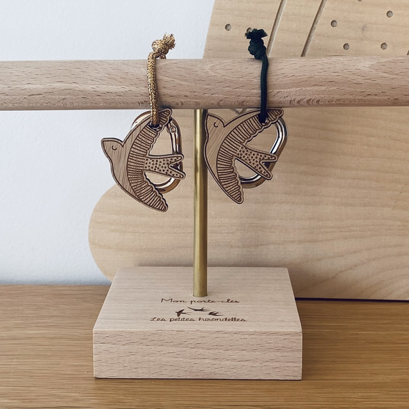 Porte-clés en bois - Hirondelle