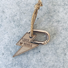 Porte-clés en bois - Super Maman