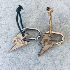 Porte-clés en bois - Super Parrain